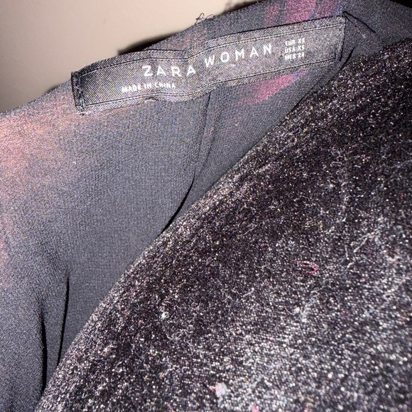 Zara Devore Velvet Wrap Black and Pink Midi Dress - No call outs EUC - Picture 4 of 7